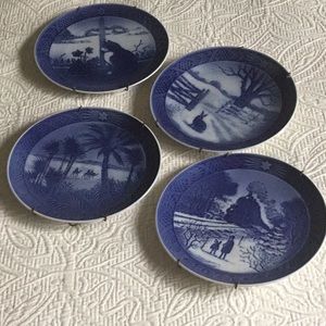 Four, royal Copenhagen, Christmas plates.